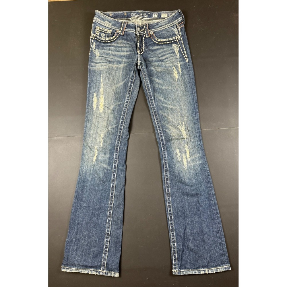 Miss Me JP55014-17 Bootcut Jeans Women's Size 27 Distressed Dark Wash Contrast